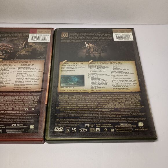 Lord of the Rings-Motion Picture Trilogy DVD 3 Movie Lot Two Towers Return King - Picture 13 of 16